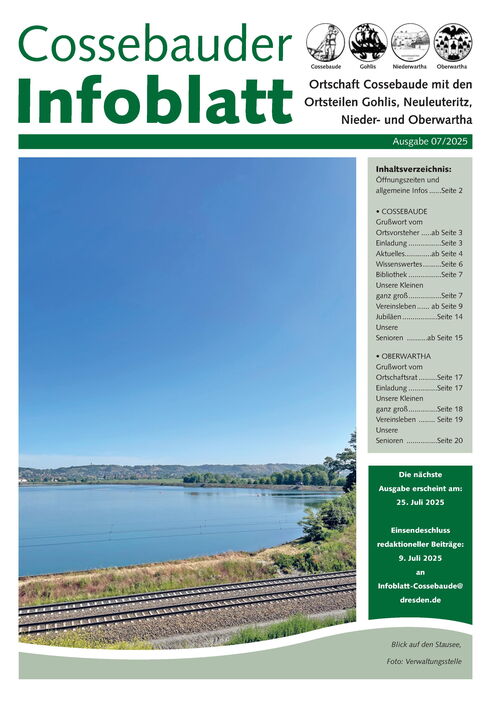 Cossebauder Infoblatt Ausgabe 07/2025