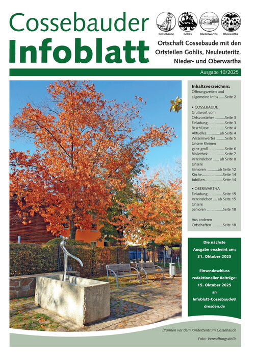 Cossebauder Infoblatt Ausgabe 10/2025